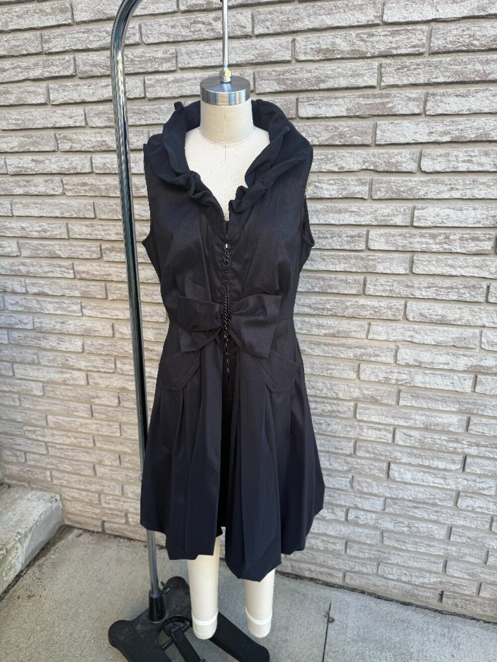 Samuel Dong Black Ruffle Collar Bubble Dress Jacket M